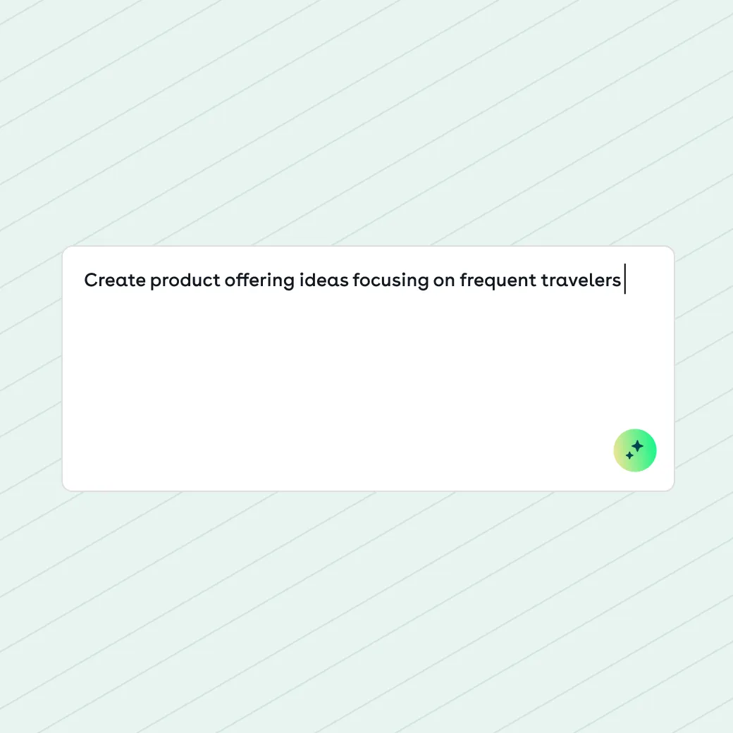 A prompt asking Seamless OS to create product offering ideas for frequent travelers