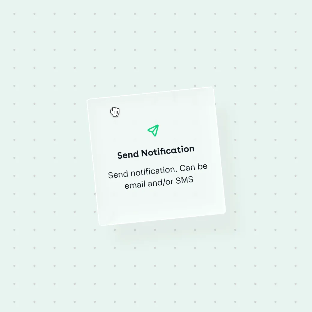 A Send notification step being dragged onto the workflow canvas
